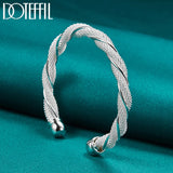 925 Silver Mesh Wide Braided Bangle Bracelet Jewelry