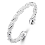 925 Silver Sterling Mesh Wide Braided Bangle Bracelet