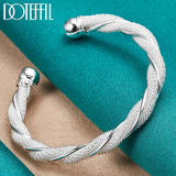 925 Silver Mesh Wide Braided Bangle Bracelet Jewelry