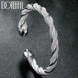 925 Silver Mesh Wide Braided Bangle Bracelet Jewelry