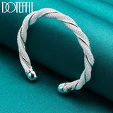 925 Silver Mesh Wide Braided Bangle Bracelet Jewelry