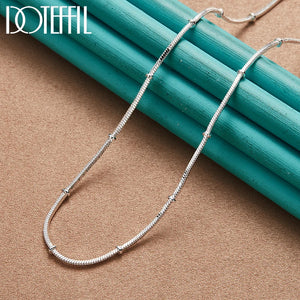 925 Silver 1/2mm 18/20 Snake Chain Beads Necklace For Wedding