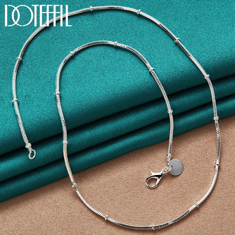 925 Silver 1/2mm 18/20 Snake Chain Beads Necklace For Wedding