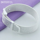 925 Silver 10/12/14mm Watchband Network Bracelet Wedding Jewelry
