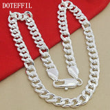 925 Silver Men Necklace 10MM 22-Inch Side Chain Statement Jewelry