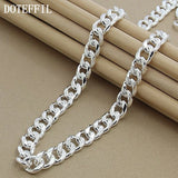 925 Silver Men Necklace 10MM 22-Inch Side Chain Statement Jewelry