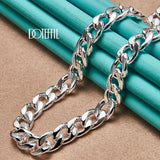 925 Silver Men Necklace 10MM 22-Inch Side Chain Statement Jewelry