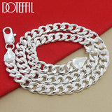 925 Silver Men Necklace 10MM 22-Inch Side Chain Statement Jewelry