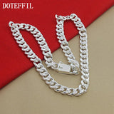 925 Silver 10mm 22-Inch Men Necklace Side Chain Statement Necklace