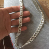 925 Silver 10mm 22-Inch Men Necklace Side Chain Statement Necklace