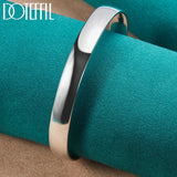 925 Sterling Silver Big Smooth Bracelet Bangle Wedding Jewelry