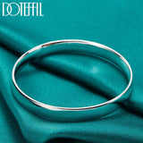 925 Sterling Silver Big Smooth Bracelet Bangle Wedding Jewelry