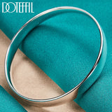 925 Sterling Silver Big Smooth Bracelet Bangle Wedding Jewelry