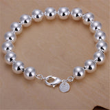 925 Silver 10mm Hollow Ball Beads Chain Bracelet Wedding Jewelry