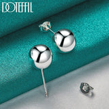 925 Silver 10mm Round Smooth Bead Stud Earrings Wedding Party Jewelry