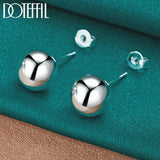 925 Silver 10mm Round Smooth Bead Stud Earrings Wedding Party Jewelry