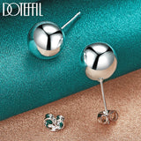 925 Silver 10mm Round Smooth Bead Stud Earrings Wedding Party Jewelry