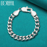925 Silver 10mm Side Chain Bracelet Men Women Party Wedding Jewelry
