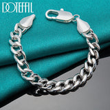 925 Silver 10mm Side Chain Bracelet Men Women Party Wedding Jewelry