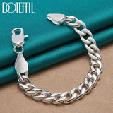 925 Silver 10mm Side Chain Bracelet Men Women Party Wedding Jewelry