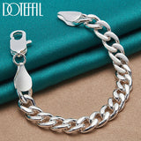 925 Silver 10mm Side Chain Bracelet Men Women Party Wedding Jewelry