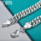 925 Silver 10mm Chain Bracelet Wedding Party Jewelry