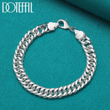 925 Silver 10mm Chain Bracelet Wedding Party Jewelry