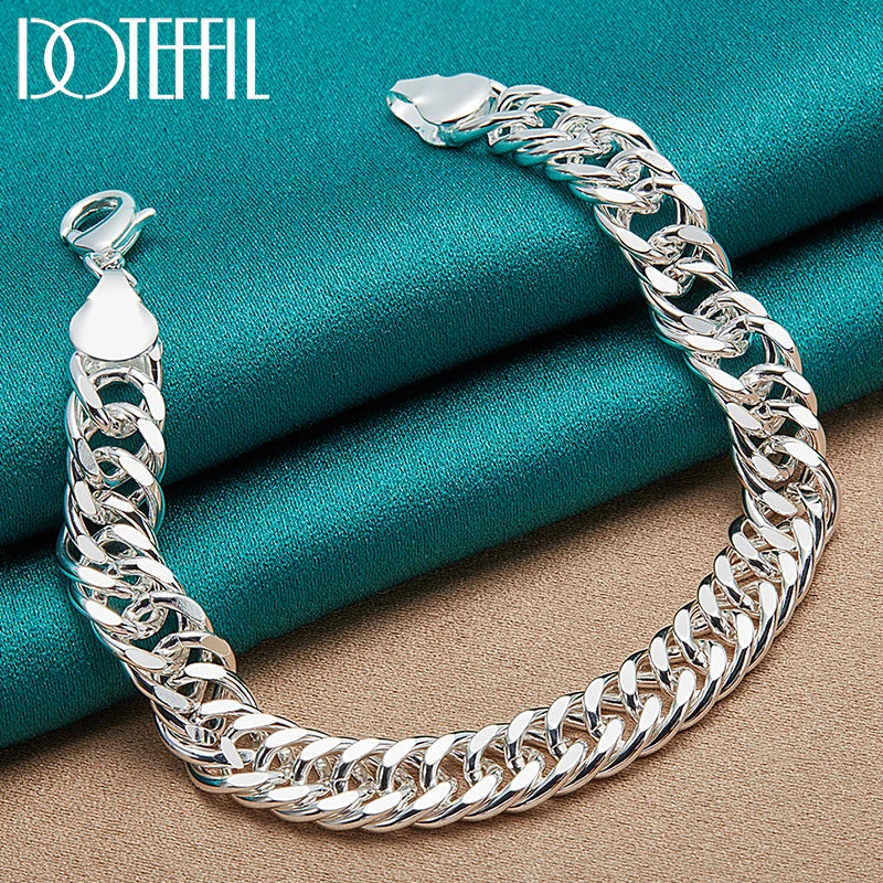 925 Silver 10mm Chain Bracelet Wedding Party Jewelry