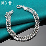 925 Silver 10mm Chain Bracelet Wedding Party Jewelry