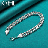 925 Silver 10mm Chain Bracelet Wedding Party Jewelry