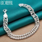 925 Silver 10mm Chain Bracelet Wedding Party Jewelry