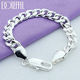 925 Silver 10mm Side Chain Bracelet Men Women Wedding Jewelry