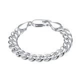 925 Silver 10mm Side Chain Bracelet Men Women Party Jewelry