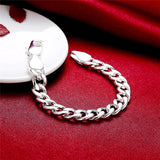 925 Silver 10mm Side Chain Bracelet Men Women Party Jewelry