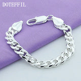 925 Silver Chain Bracelet 10mm for Men Women