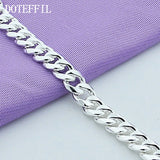 925 Silver Chain Bracelet 10mm for Men Women