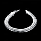 925 Silver 10mm Flat Chain Bracelet for Men