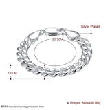 925 Silver 10mm Sideways Chain Bracelet For Men Women Wedding Party Jewelry
