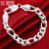 925 Silver 10mm Sideways Chain Bracelet For Men Women Wedding Party Jewelry