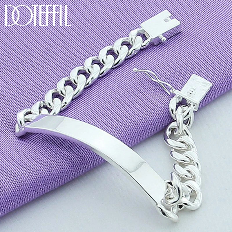 925 Silver 10mm Sideways Bracelet Smooth Finish