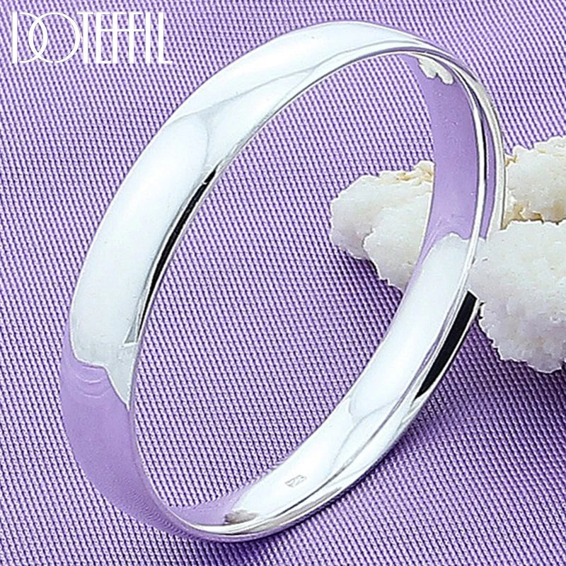 925 Silver 10mm Bracelet Bangles Wedding Engagement Party Jewelry