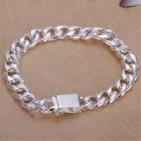 925 Sterling Silver Square Buckle Bracelet Chain Domineering Jewelry