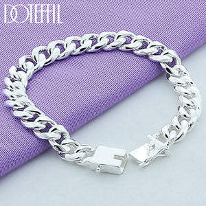 925 Sterling Silver Square Buckle Bracelet Chain Domineering Jewelry