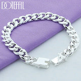 925 Silver 10mm Square Buckle Bracelet Chain Domineering Jewelry