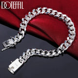 925 Sterling Silver Square Buckle Chain Bracelet for Women