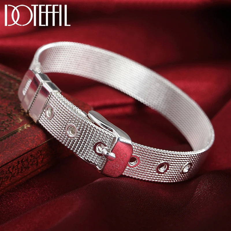 925 Silver 10mm Watchband Bracelet Wedding Party Jewelry