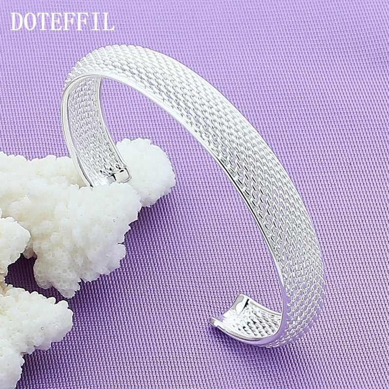 925 Silver 12mm Network Bracelet Bangle Wedding Engagement Party