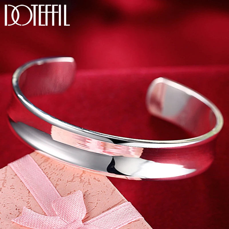 925 Silver 12mm Smooth Bangle Bracelet for Wedding Party