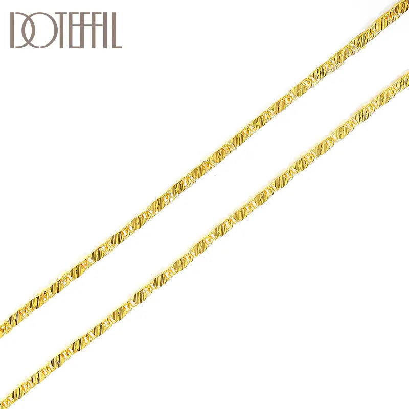925 Silver 18K Chain Necklace Women Man Wedding