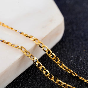 925 Silver 18k 2mm Sideways Necklace 16-30" for Wedding